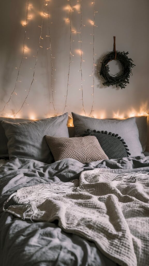 a cozy bedroom with multi layered plush blanket