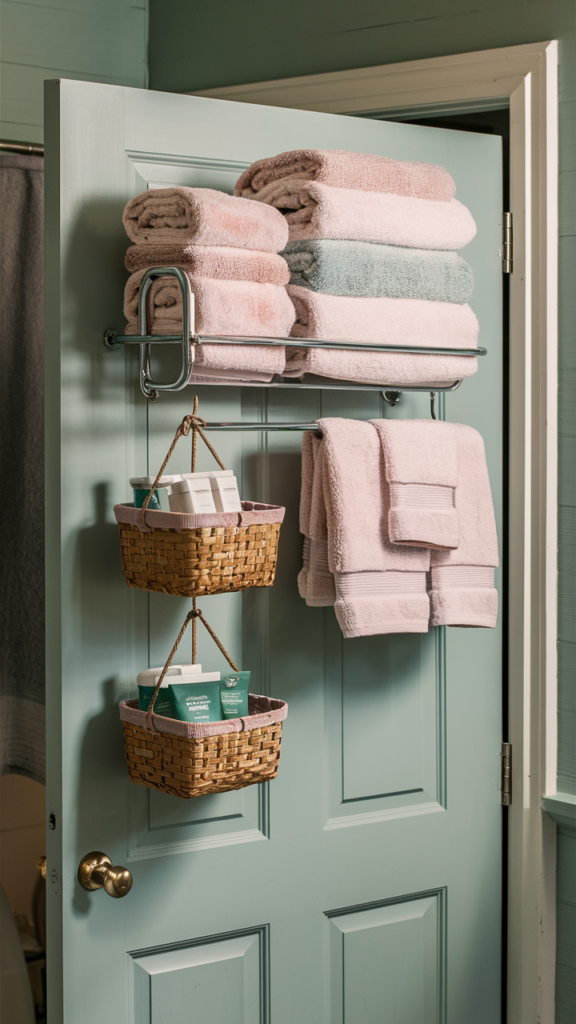 an over the door bathroom storage idea