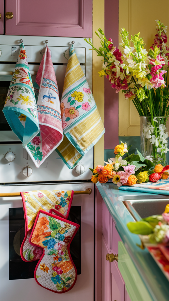 a kitchen decorated and showing spring decor ideas