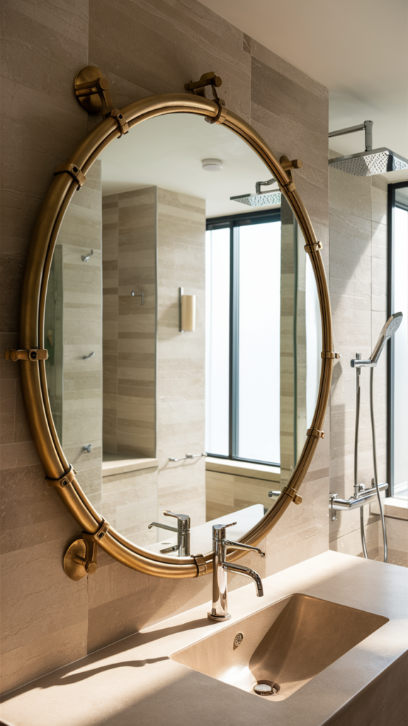 a statement mirror in a bathroom