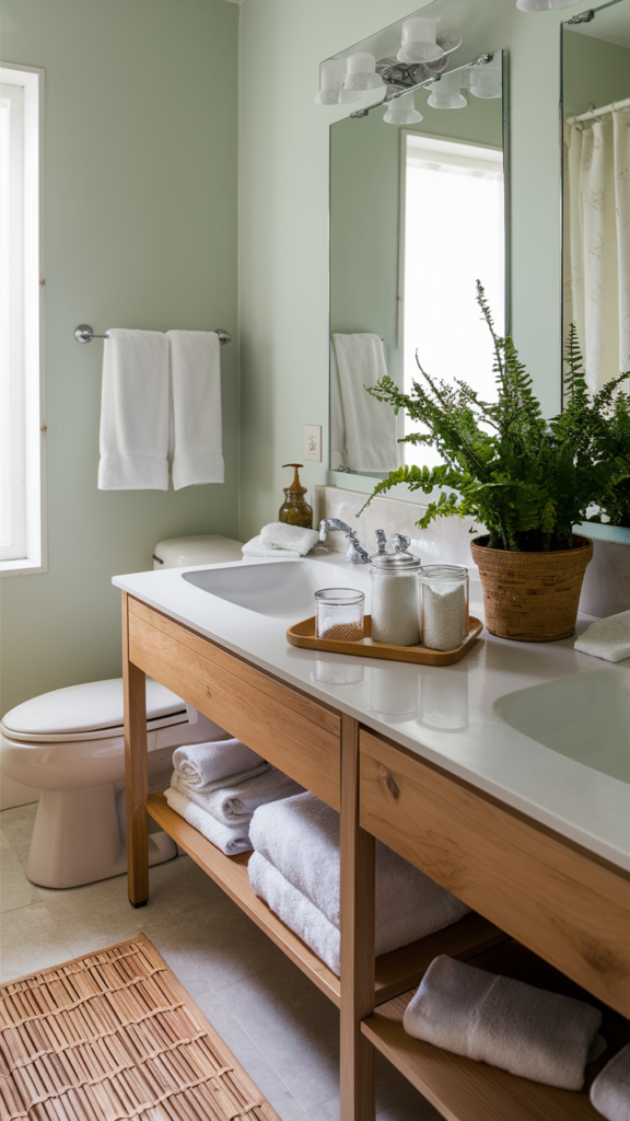 a spa like bathroom with sheets and candles