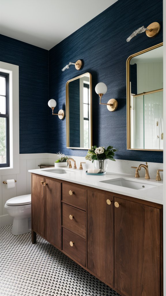 a bathroom inspiration idea showing accent walls