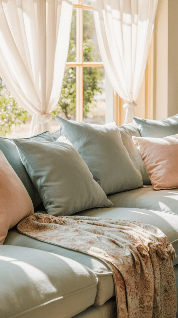 light bright coloured cushions for spring home decor ideas