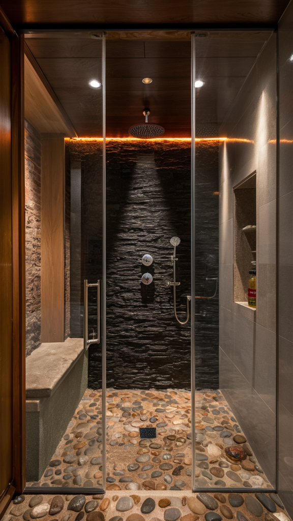 a bathroom containing with natural stones for bathroom inspiration ideas